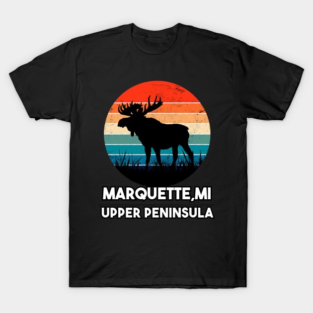 Marquette MI Upper Peninsula Moose Sunset T-Shirt by The Yooper Life